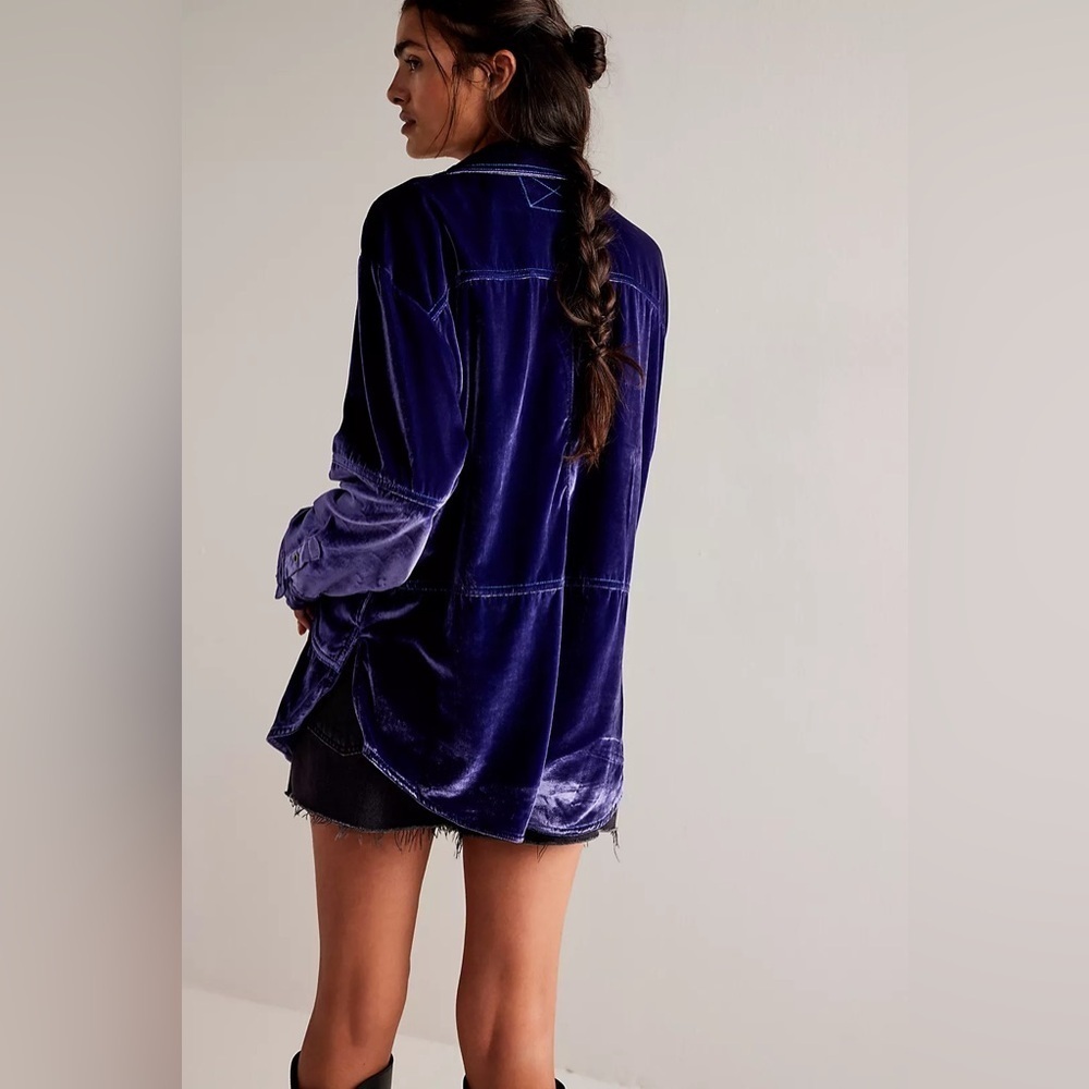 New! Free People We The Free Peyton Velvet Purple Pullover Tunic ๐๐ XS NWT! - Picture 3 of 10